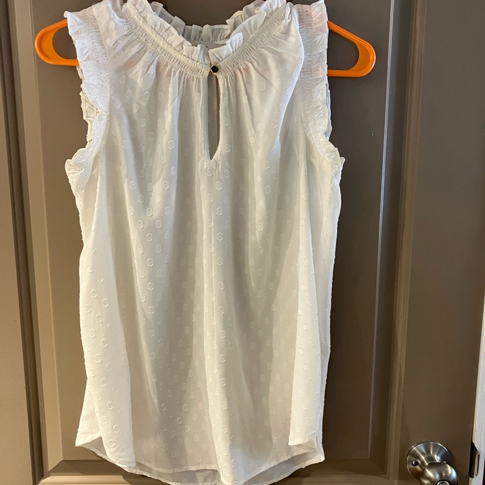 Loft White Sleeveless Keyhole Top Small